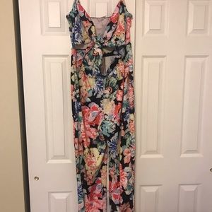 ASOS Cami jumpsuit in floral with knot tie front.